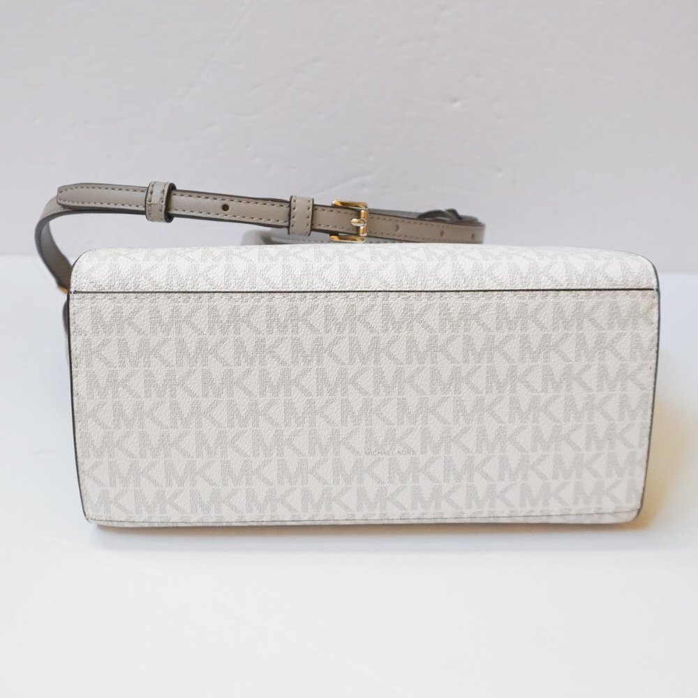 Michael Kors Avril Small Top Zip Satchel Shoulder Bag MK White Grey - Picture 3 of 7